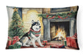 Siberian Husky Cozy Christmas Decorative Throw Pillow 12x16 Indoor Outdoor Accent Cushion, Fabric Cover with Insert for Sofa, Bed, Porch & Living Room