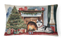 Siberian Husky Cozy Christmas Decorative Throw Pillow 12x16 Indoor Outdoor Accent Cushion, Fabric Cover with Insert for Sofa, Bed, Porch & Living Room