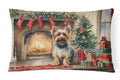 Silky Terrier Cozy Christmas Decorative Throw Pillow 12x16 Indoor Outdoor Accent Cushion, Fabric Cover with Insert for Sofa, Bed, Porch & Living Room