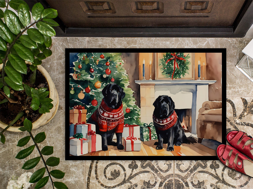 Tibetan Mastiff Cozy Christmas Doormat Indoor Outdoor 18H X 27W Front Door Mat Rugs for Entryway, Non Slip Washable