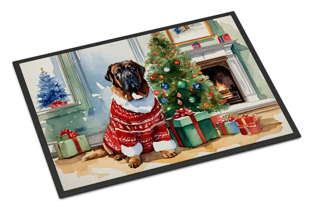 Tibetan Mastiff Cozy Christmas Doormat Indoor Outdoor 18H X 27W Front Door Mat Rugs for Entryway, Non Slip Washable