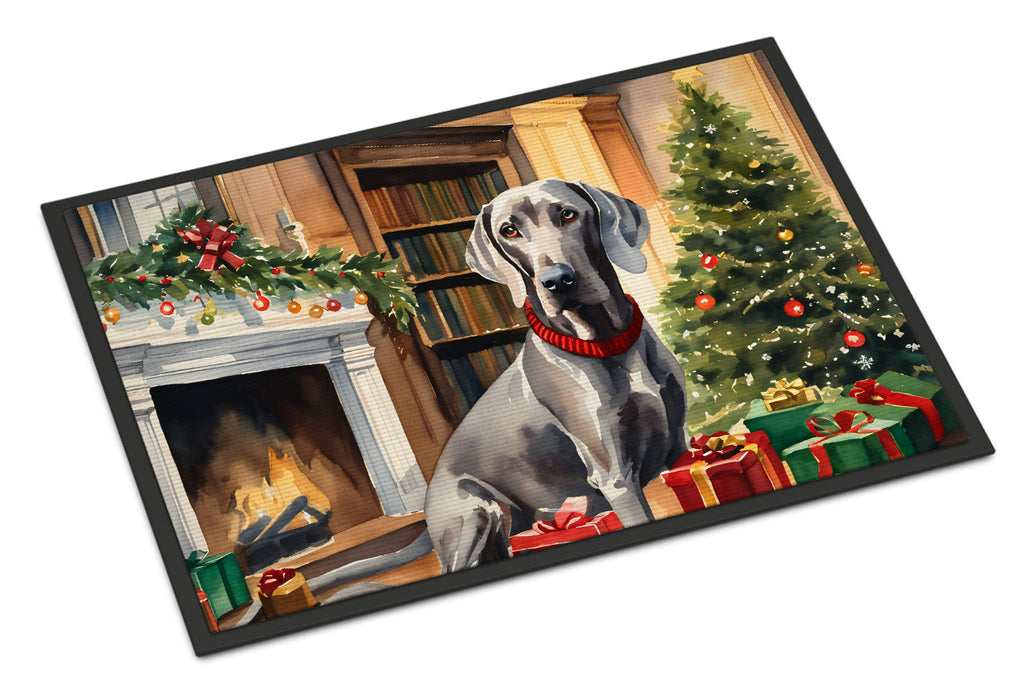 Weimaraner Cozy Christmas Doormat Indoor Outdoor 18H X 27W Front Door Mat Rugs for Entryway, Non Slip Washable