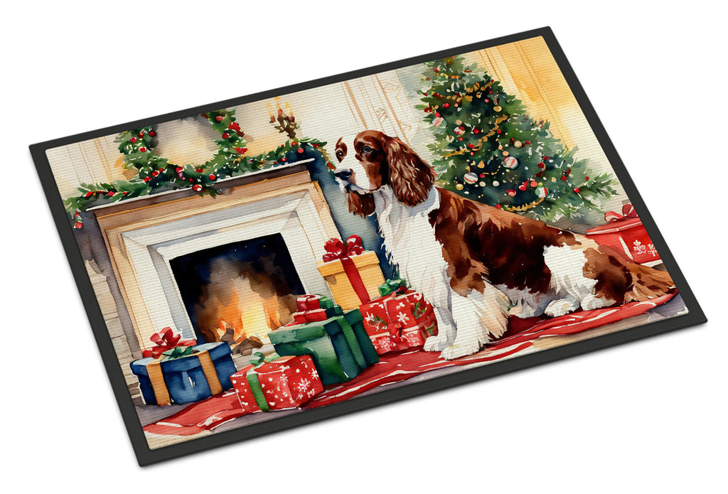 Welsh Springer Spaniel Cozy Christmas Doormat Indoor Outdoor 24H X 36W Front Door Mat Rugs for Entryway, Non Slip Washable Low Pile,