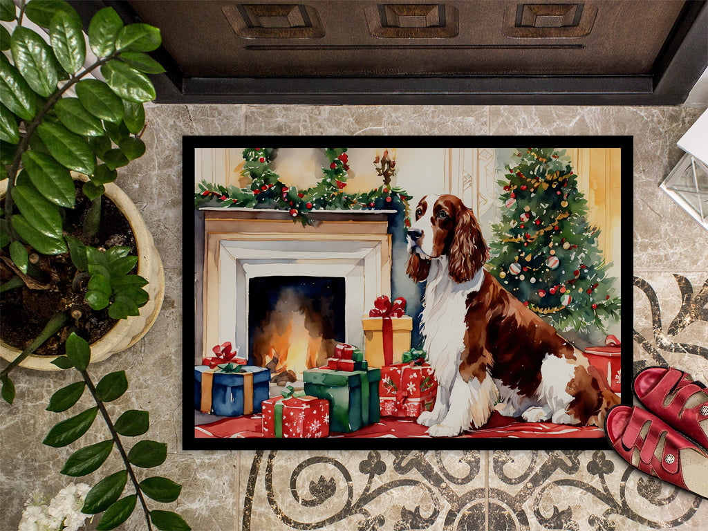 Welsh Springer Spaniel Cozy Christmas Doormat Indoor Outdoor 24H X 36W Front Door Mat Rugs for Entryway, Non Slip Washable Low Pile,