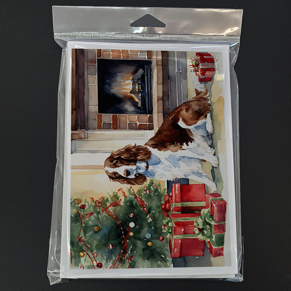 Welsh Springer Spaniel Cozy Christmas Greeting Cards Pack of 8 Blank Cards with Envelopes Whimsical A7 Size 5x7