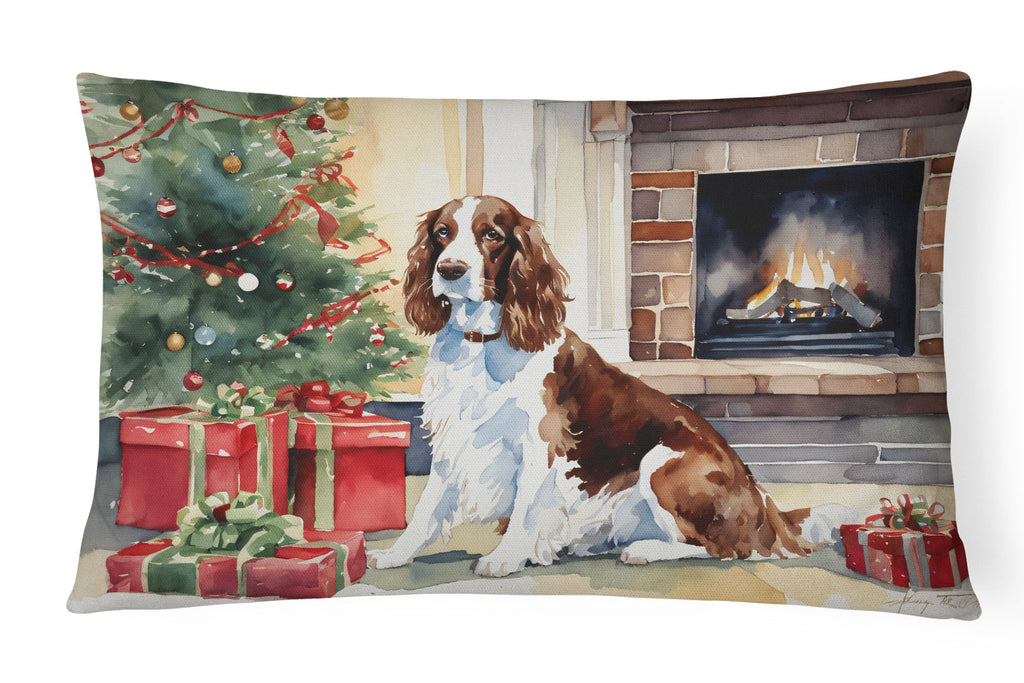 Welsh Springer Spaniel Cozy Christmas Decorative Throw Pillow 12x16 Indoor Outdoor Accent Cushion, Fabric Cover with Insert for Sofa, Bed, Porch & Living Room