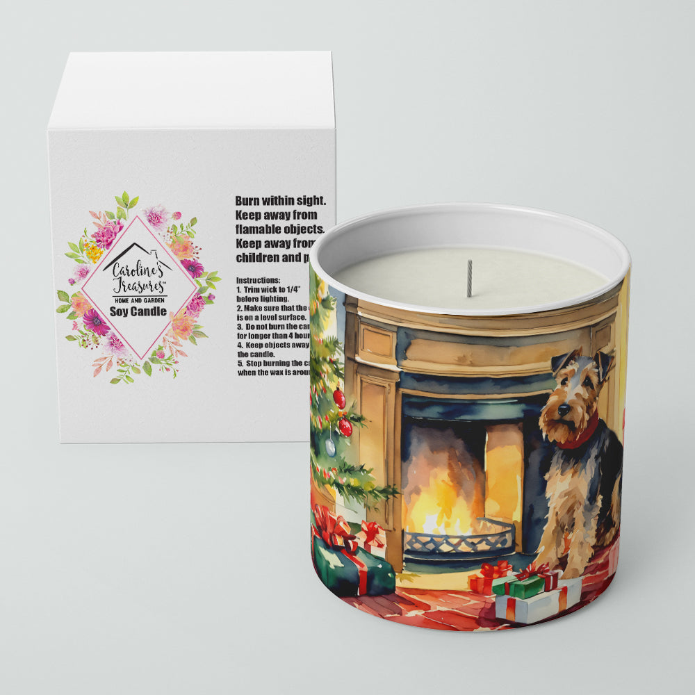 Welsh Terrier Cozy Christmas Decorative Soy Candle Nature Soy Wax Essential Oil Home Decor Ideal for Bedroom Kitchen Bath Office Gift, 10 oz