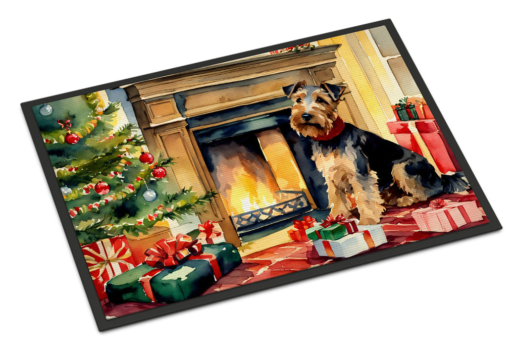 Welsh Terrier Cozy Christmas Doormat Indoor Outdoor 24H X 36W Front Door Mat Rugs for Entryway, Non Slip Washable Low Pile,