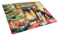 Welsh Terrier Cozy Christmas Cutting Board Tempered Glass Kitchen Cutting Surface, Heat Resistant Chopping, Non-Slip Feet, Food Prep & Serving