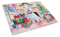 Westie Cozy Christmas Cutting Board Tempered Glass Kitchen Cutting Surface, Heat Resistant Chopping, Non-Slip Feet, Food Prep & Serving