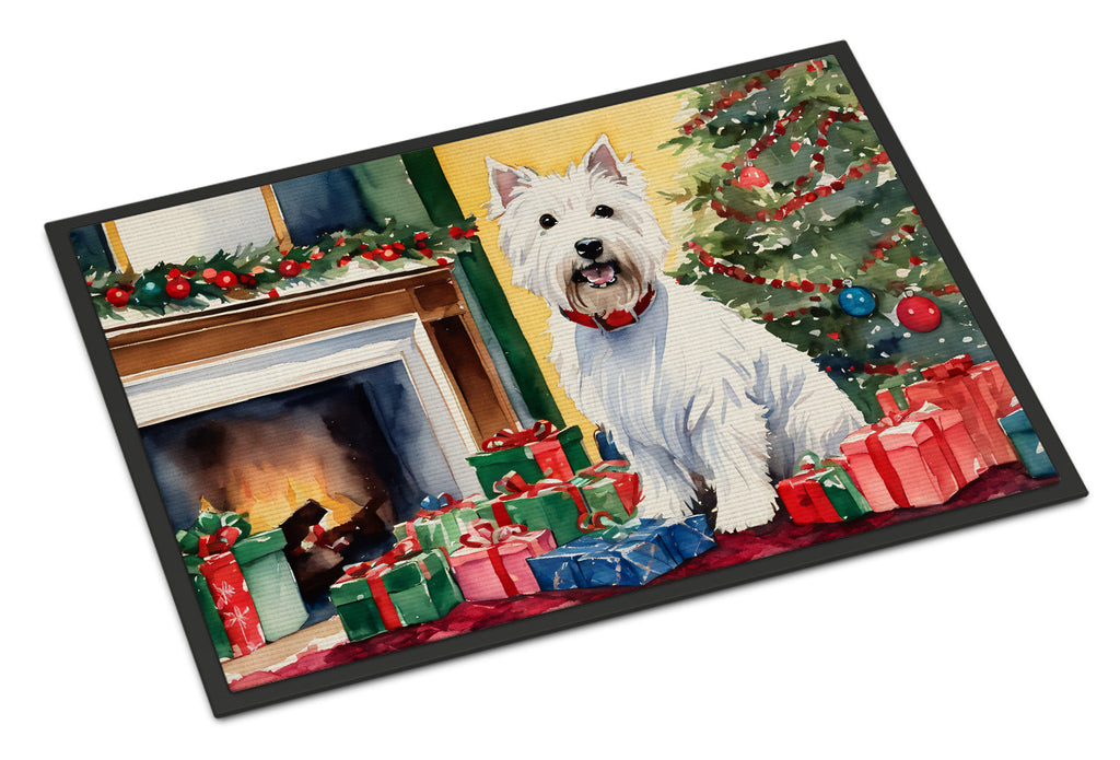 Westie Cozy Christmas Doormat Indoor Outdoor 24H X 36W Front Door Mat Rugs for Entryway, Non Slip Washable Low Pile,