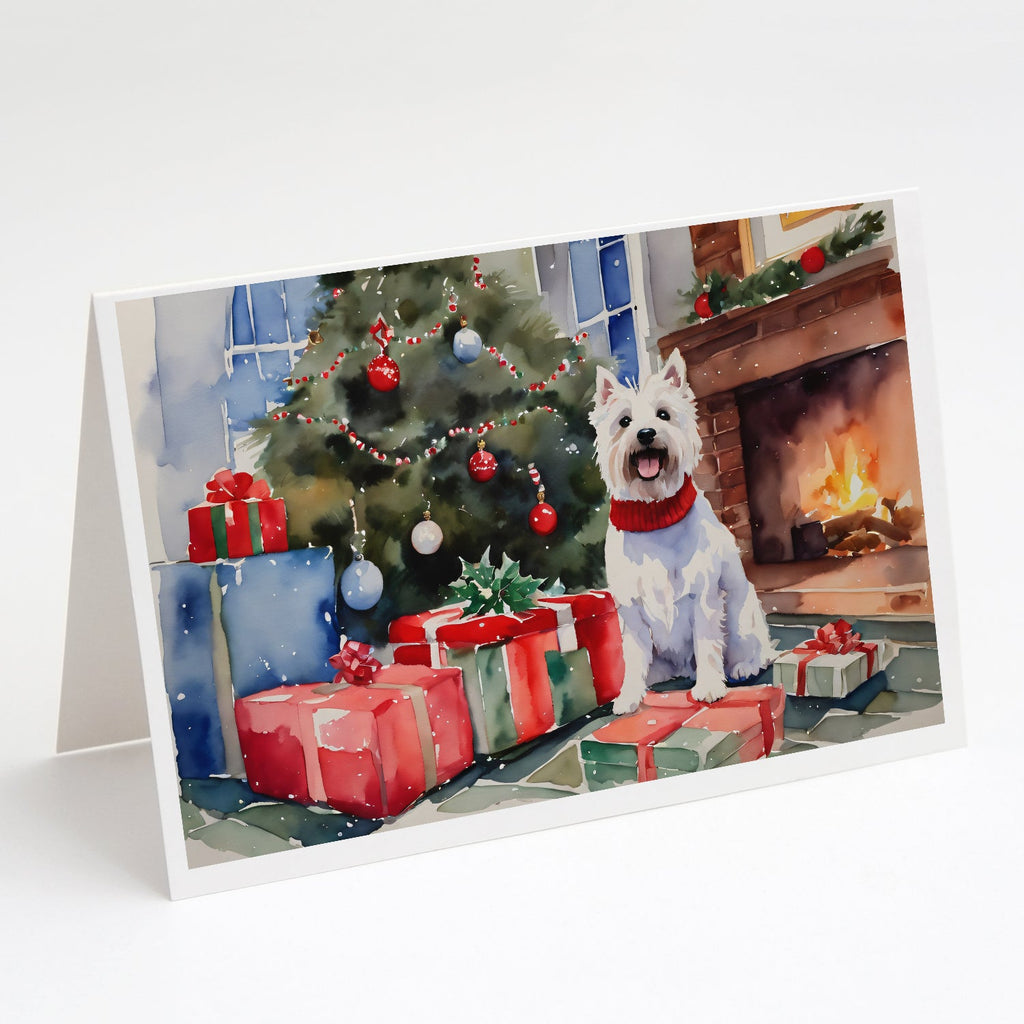 Westie Cozy Christmas Greeting Cards Pack of 8 Blank Cards with Envelopes Whimsical A7 Size 5x7