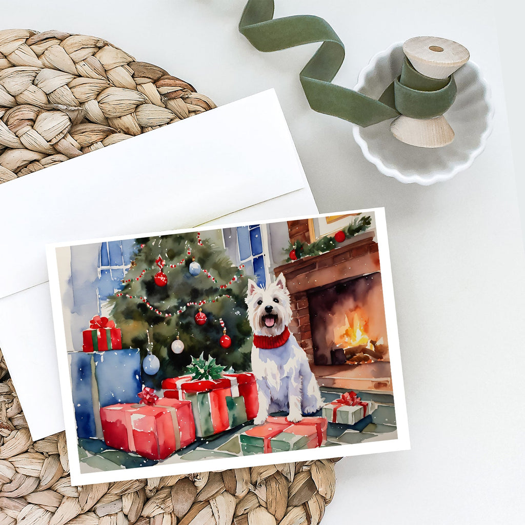 Westie Cozy Christmas Greeting Cards Pack of 8 Blank Cards with Envelopes Whimsical A7 Size 5x7