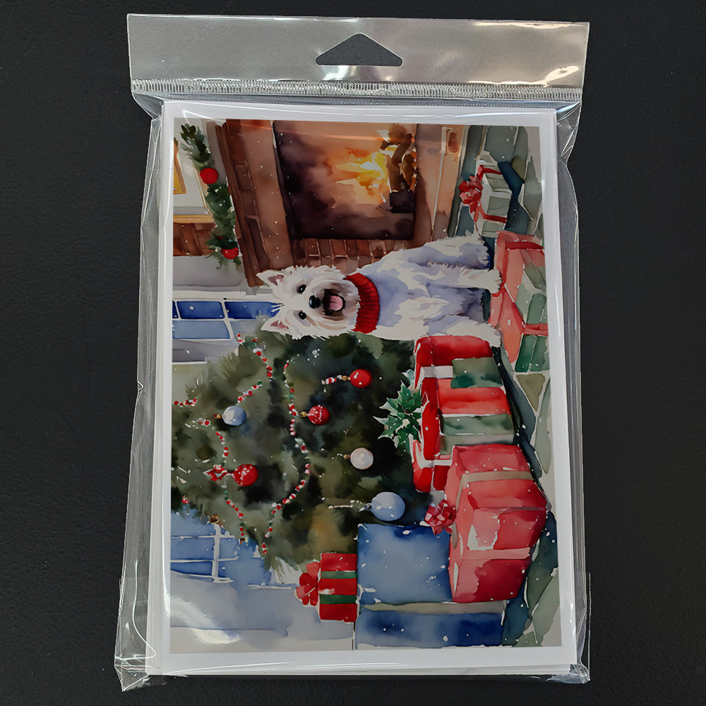 Westie Cozy Christmas Greeting Cards Pack of 8 Blank Cards with Envelopes Whimsical A7 Size 5x7