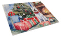 Westie Cozy Christmas Cutting Board Tempered Glass Kitchen Cutting Surface, Heat Resistant Chopping, Non-Slip Feet, Food Prep & Serving