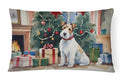 Fox Terrier Cozy Christmas Decorative Throw Pillow 12x16 Indoor Outdoor Accent Cushion, Fabric Cover with Insert for Sofa, Bed, Porch & Living Room