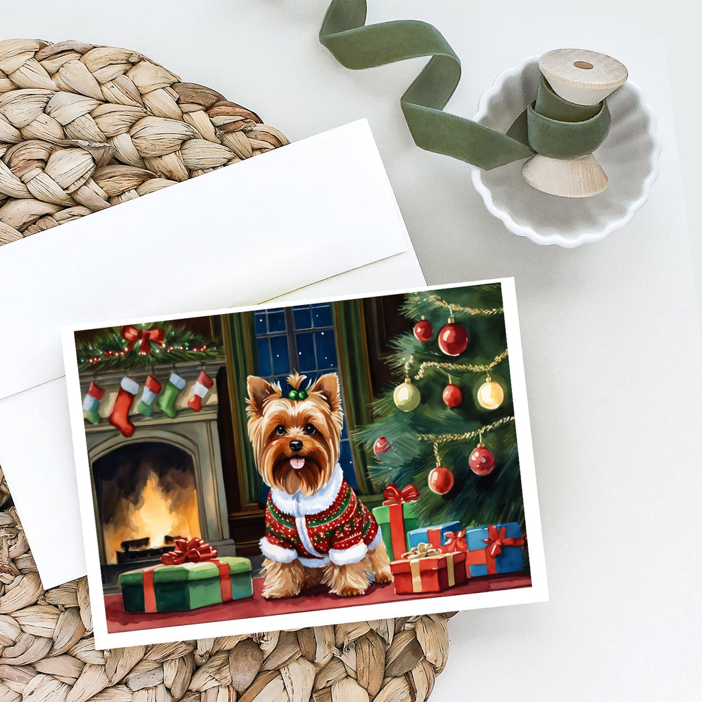 Yorkshire Terrier Cozy Christmas Greeting Cards Pack of 8 Blank Cards with Envelopes Whimsical A7 Size 5x7
