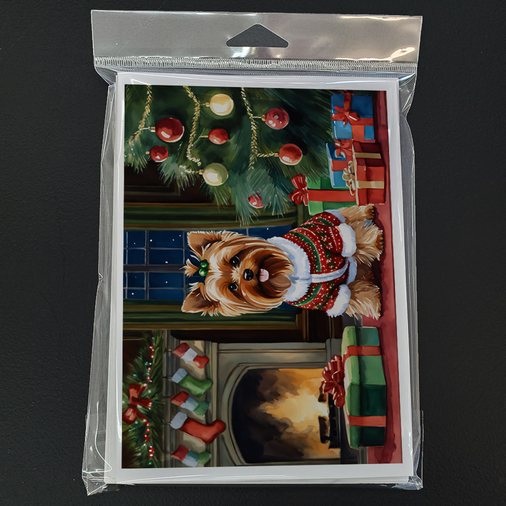 Yorkshire Terrier Cozy Christmas Greeting Cards Pack of 8 Blank Cards with Envelopes Whimsical A7 Size 5x7