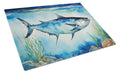 Bluefin Tuna Cutting Board Tempered Glass Kitchen Cutting Surface, Heat Resistant Chopping, Non-Slip Feet, Food Prep & Serving