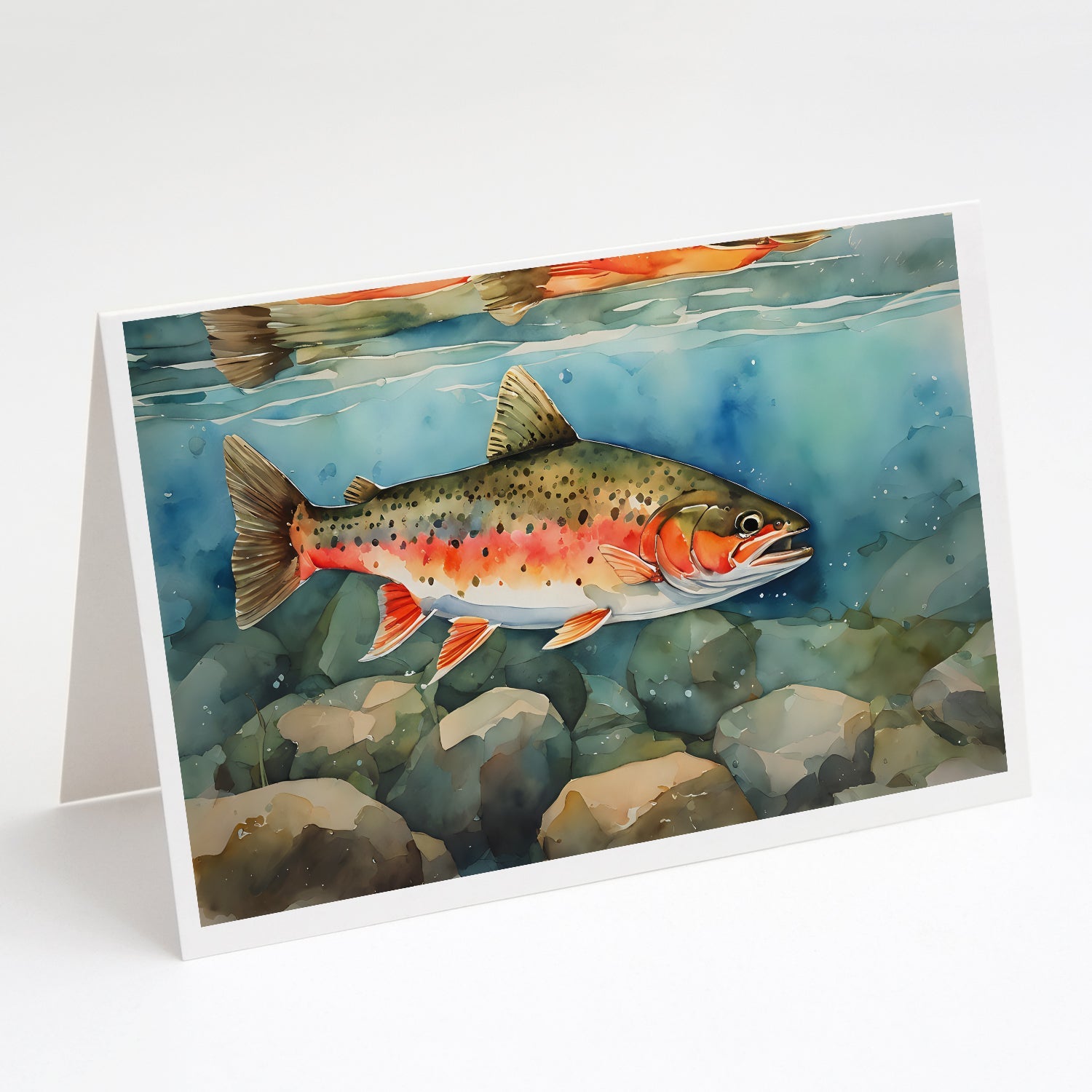 Brook Trout Greeting Cards Pack of 8 Blank Cards with Envelopes Whimsical A7 Size 5x7