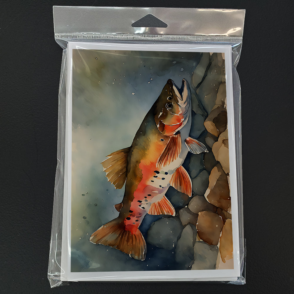 Brook Trout Greeting Cards Pack of 8 Blank Cards with Envelopes Whimsical A7 Size 5x7