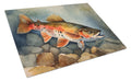 Brook Trout Cutting Board Tempered Glass Kitchen Cutting Surface, Heat Resistant Chopping, Non-Slip Feet, Food Prep & Serving
