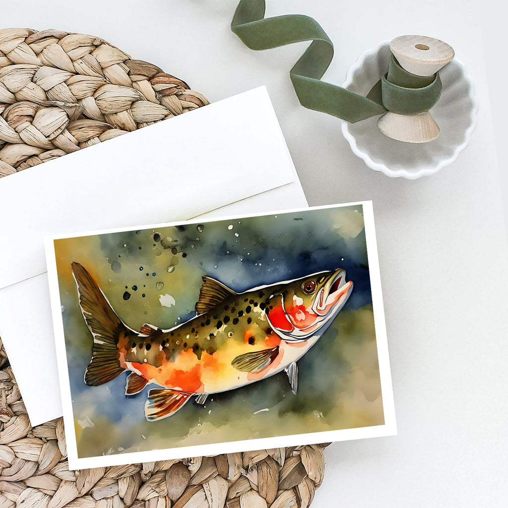 Brook Trout Greeting Cards Pack of 8 Blank Cards with Envelopes Whimsical A7 Size 5x7