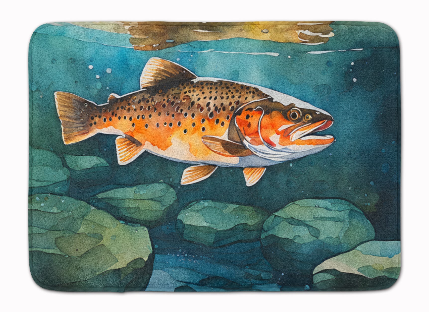 Brown Trout Memory Foam Kitchen Mat Machine Washable Anti-Fatigue Cushion Comfort Bath or Kitchen Rug