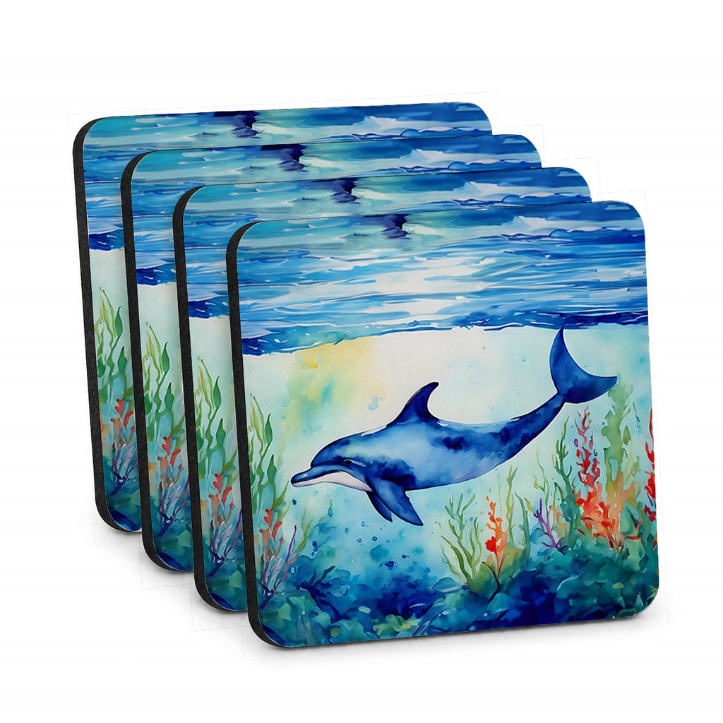 Dolphin Foam Coasters Set of 4 Cup Coasters for Indoor Outdoor, Tabletop Protection, Anti Slip, Mouse pad Material