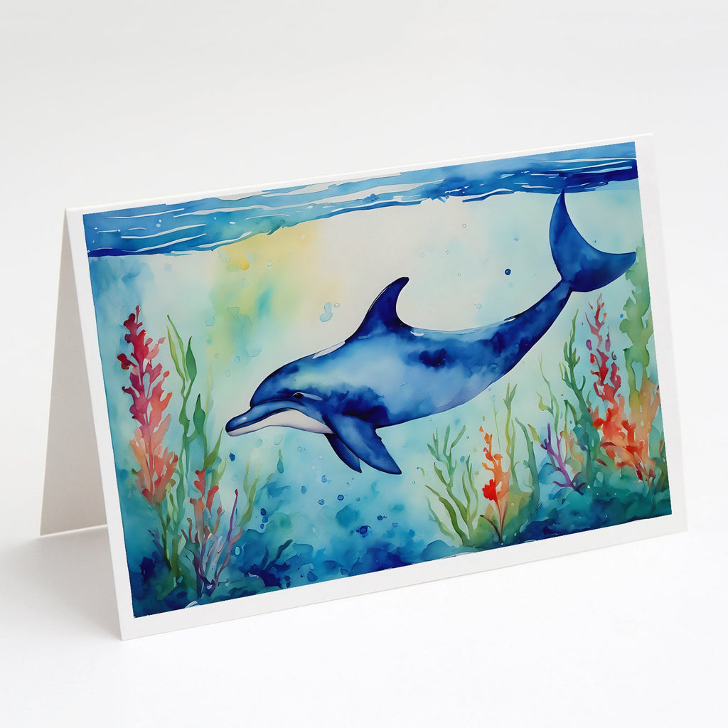 Dolphin Greeting Cards Pack of 8 Blank Cards with Envelopes Whimsical A7 Size 5x7