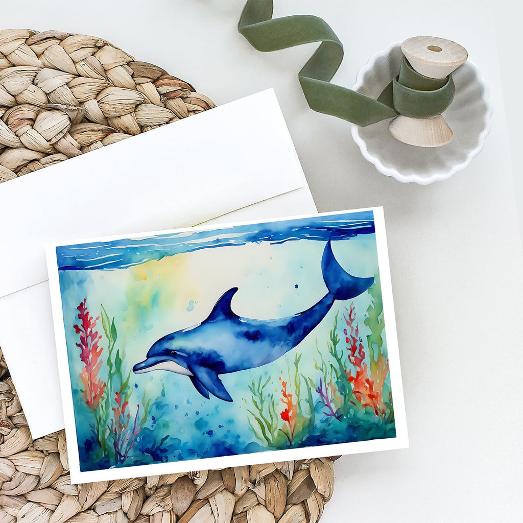 Dolphin Greeting Cards Pack of 8 Blank Cards with Envelopes Whimsical A7 Size 5x7