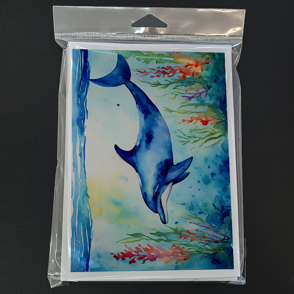 Dolphin Greeting Cards Pack of 8 Blank Cards with Envelopes Whimsical A7 Size 5x7