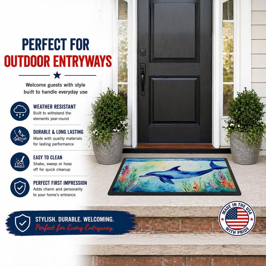 Dolphin Doormat Indoor Outdoor 18H X 27W Front Door Mat Rugs for Entryway, Non Slip Washable