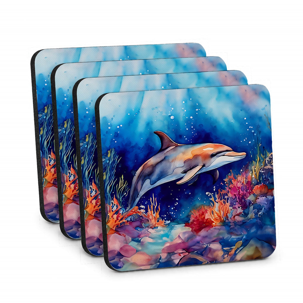 Dolphin Foam Coasters Set of 4 Cup Coasters for Indoor Outdoor, Tabletop Protection, Anti Slip, Mouse pad Material