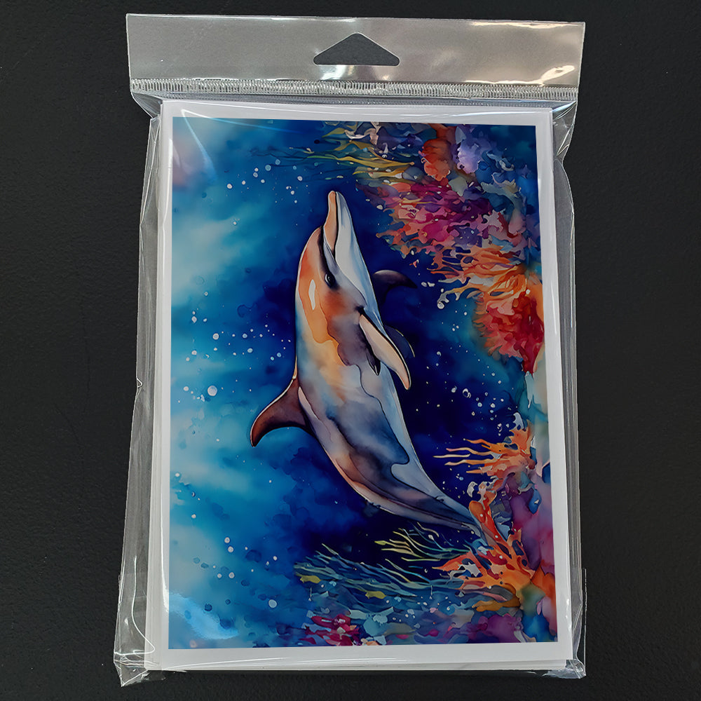 Dolphin Greeting Cards Pack of 8 Blank Cards with Envelopes Whimsical A7 Size 5x7