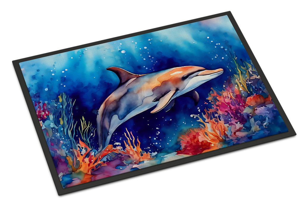Dolphin Doormat Indoor Outdoor 24H X 36W Front Door Mat Rugs for Entryway, Non Slip Washable Low Pile,
