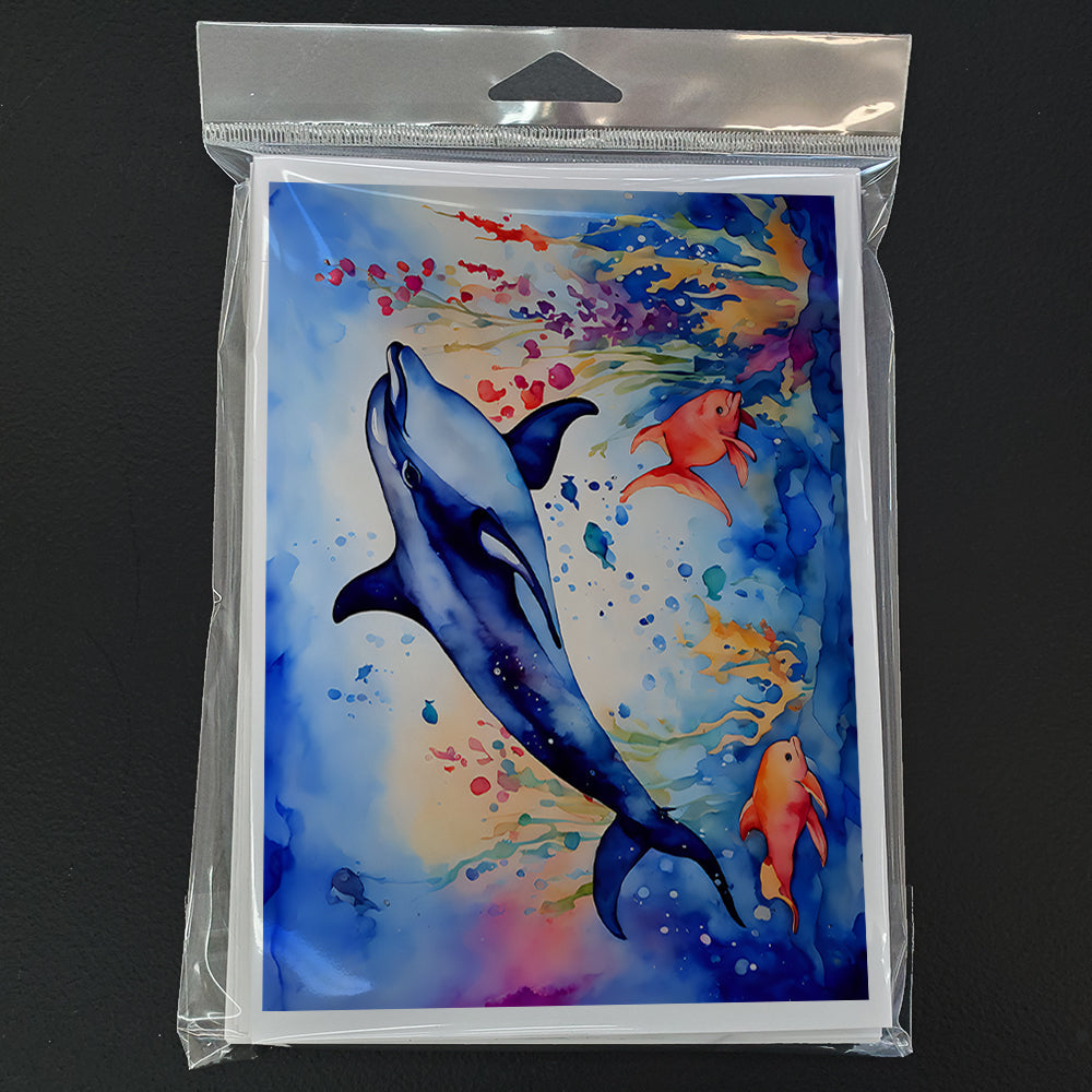 Dolphin Greeting Cards Pack of 8 Blank Cards with Envelopes Whimsical A7 Size 5x7