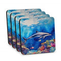 Dolphin Foam Coasters Set of 4 Cup Coasters for Indoor Outdoor, Tabletop Protection, Anti Slip, Mouse pad Material