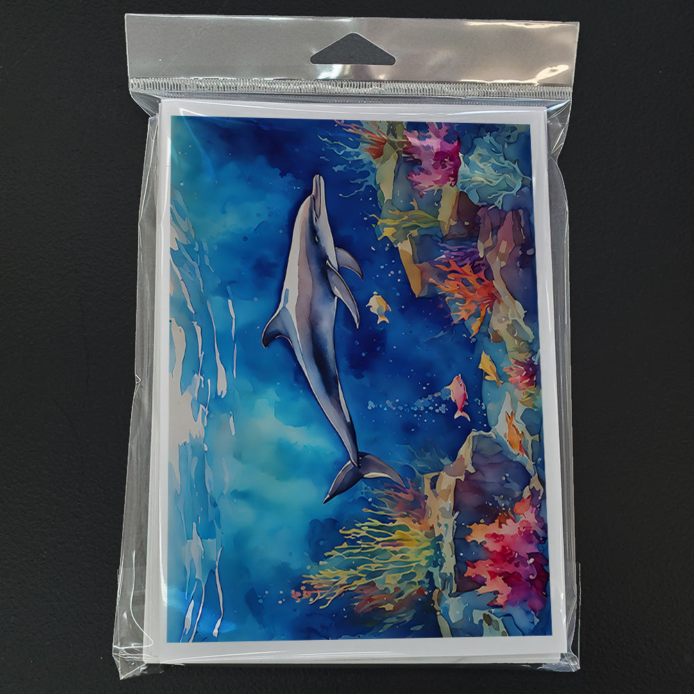 Dolphin Greeting Cards Pack of 8 Blank Cards with Envelopes Whimsical A7 Size 5x7
