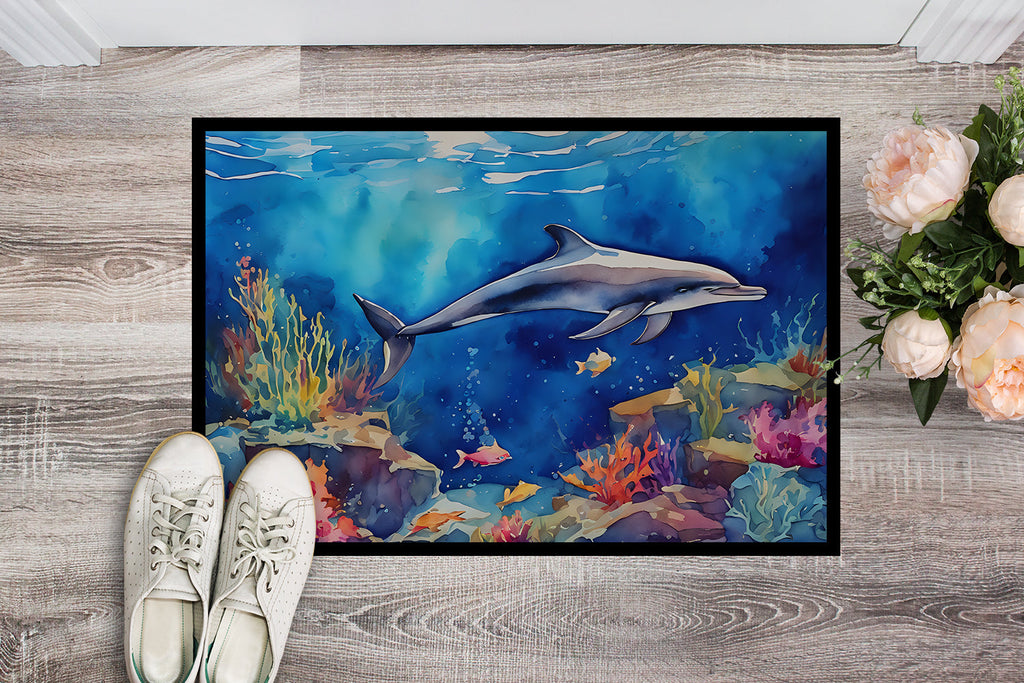 Dolphin Doormat Indoor Outdoor 18H X 27W Front Door Mat Rugs for Entryway, Non Slip Washable
