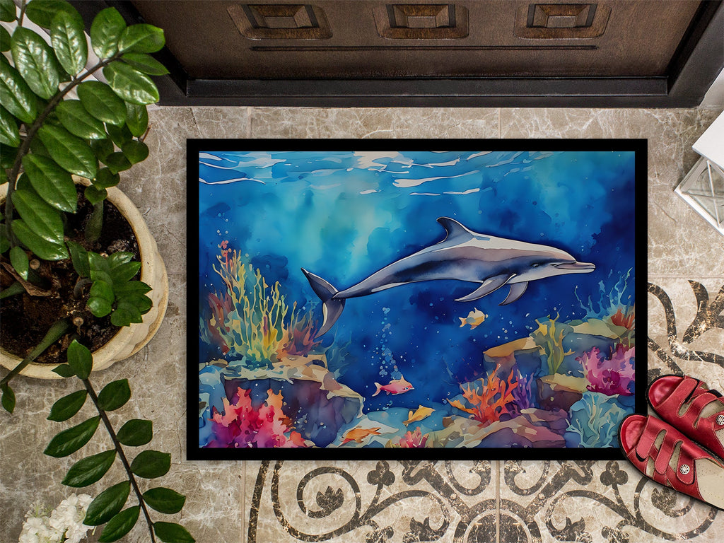 Dolphin Doormat Indoor Outdoor 18H X 27W Front Door Mat Rugs for Entryway, Non Slip Washable