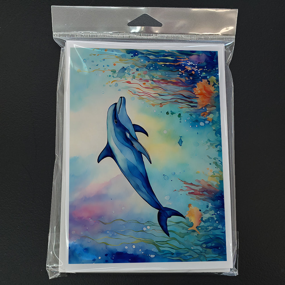 Dolphin Greeting Cards Pack of 8 Blank Cards with Envelopes Whimsical A7 Size 5x7