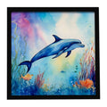Dolphin Framed Metal Print Bathroom, Kitchen, Office, Home Decor Wall Art Ready to Hang, Square, 8X8