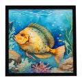 Flounder Framed Metal Print Bathroom, Kitchen, Office, Home Decor Wall Art Ready to Hang, Square, 8X8