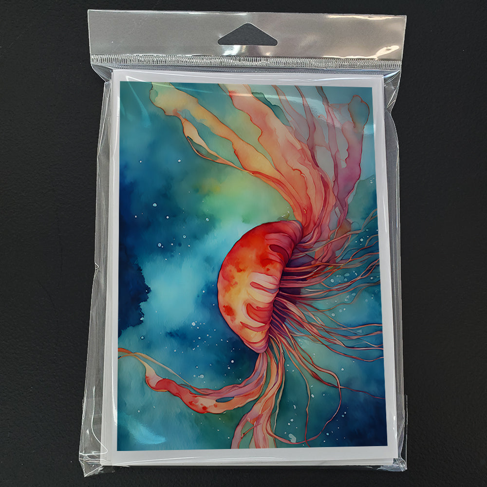 Jellyfish Greeting Cards Pack of 8 Blank Cards with Envelopes Whimsical A7 Size 5x7