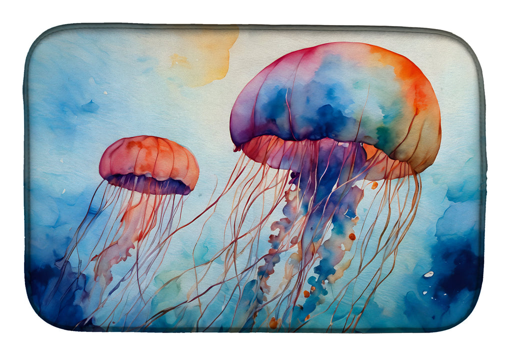 Jellyfish Dish Drying Mat Absorbent Dish Drying Mat Pad for Kitchen Counter Dish Drainer Mat for Countertop, 14 x 21", Multicolor