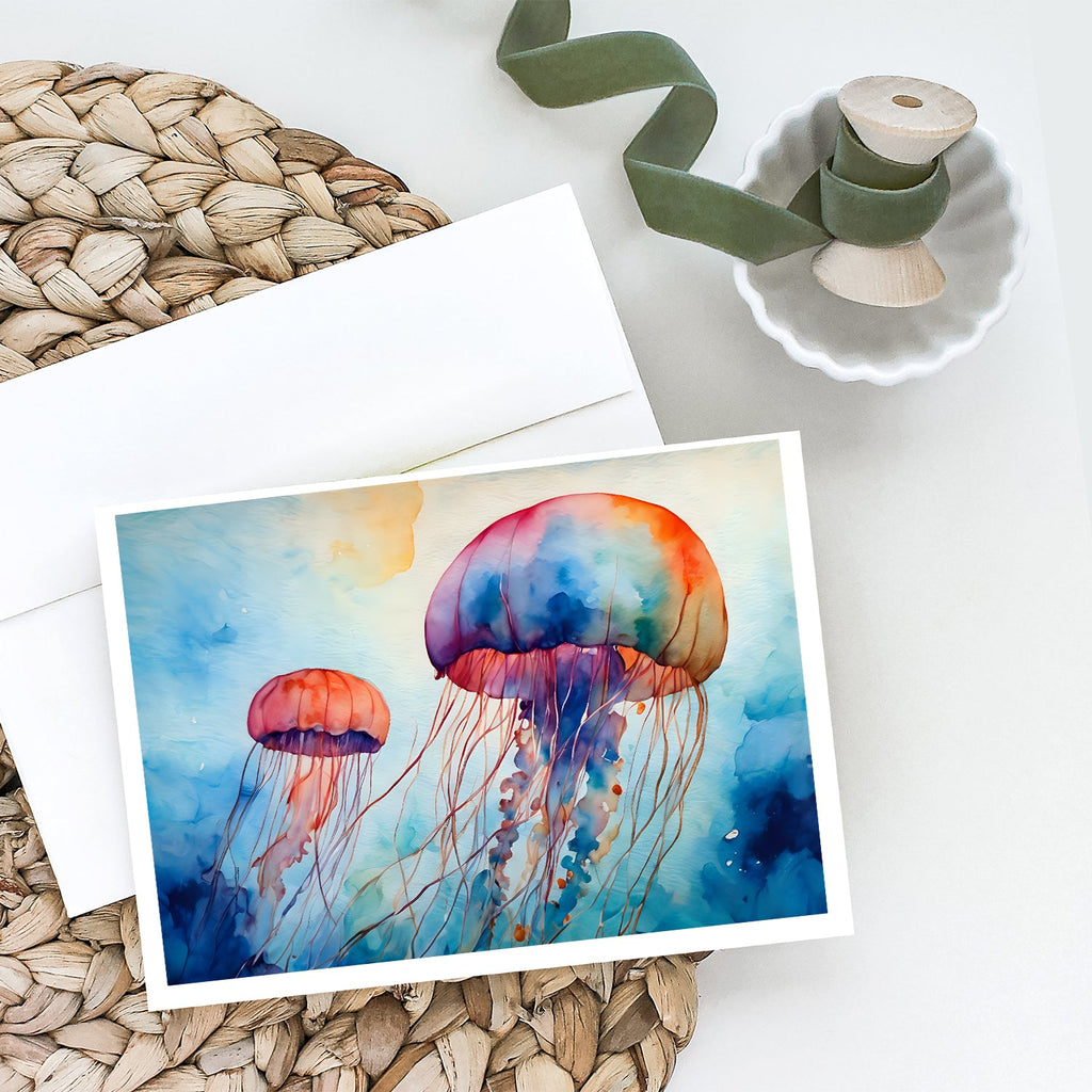 Jellyfish Greeting Cards Pack of 8 Blank Cards with Envelopes Whimsical A7 Size 5x7