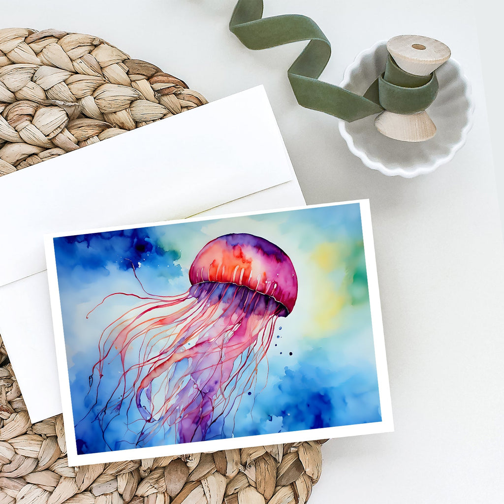 Jellyfish Greeting Cards Pack of 8 Blank Cards with Envelopes Whimsical A7 Size 5x7