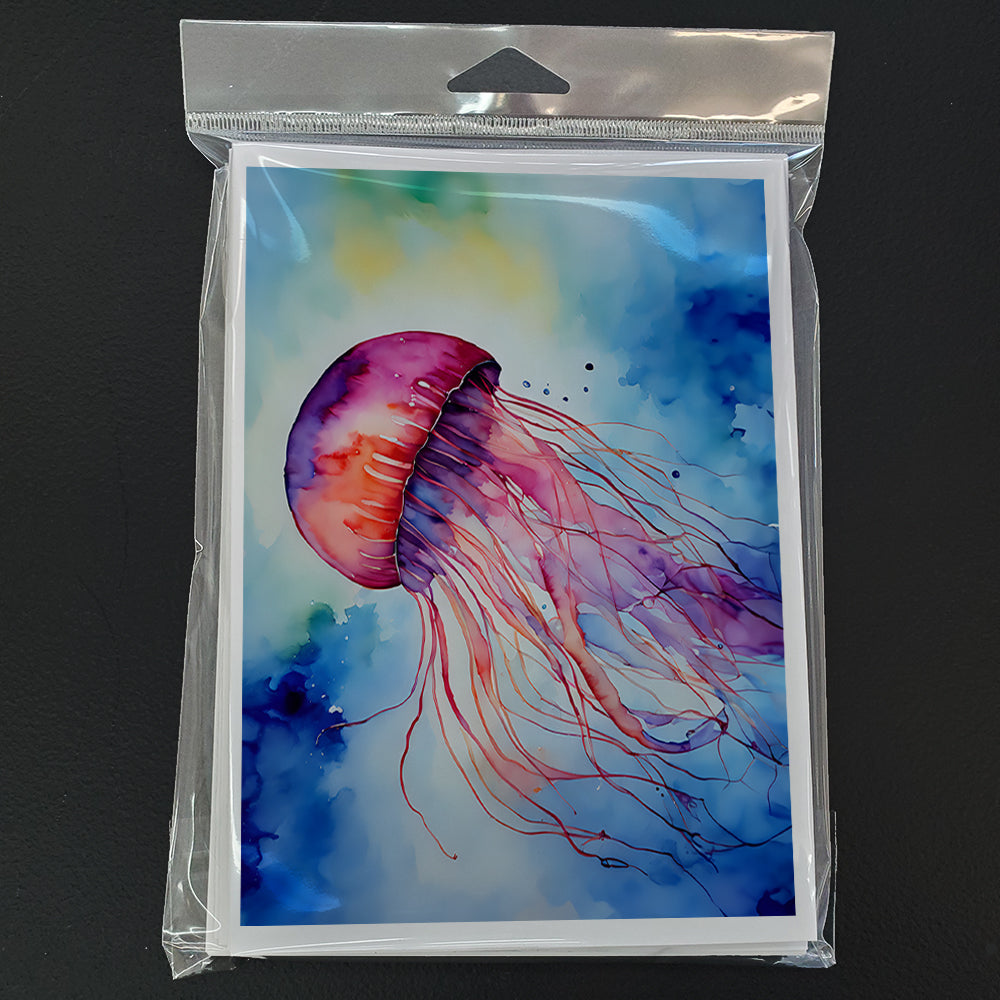 Jellyfish Greeting Cards Pack of 8 Blank Cards with Envelopes Whimsical A7 Size 5x7