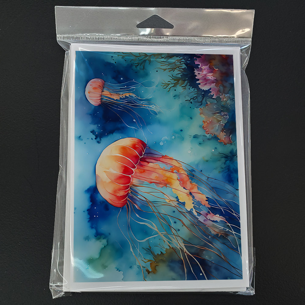 Jellyfish Greeting Cards Pack of 8 Blank Cards with Envelopes Whimsical A7 Size 5x7